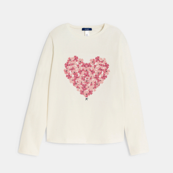 تيشيرت مزين برسمة زهور للفتيات